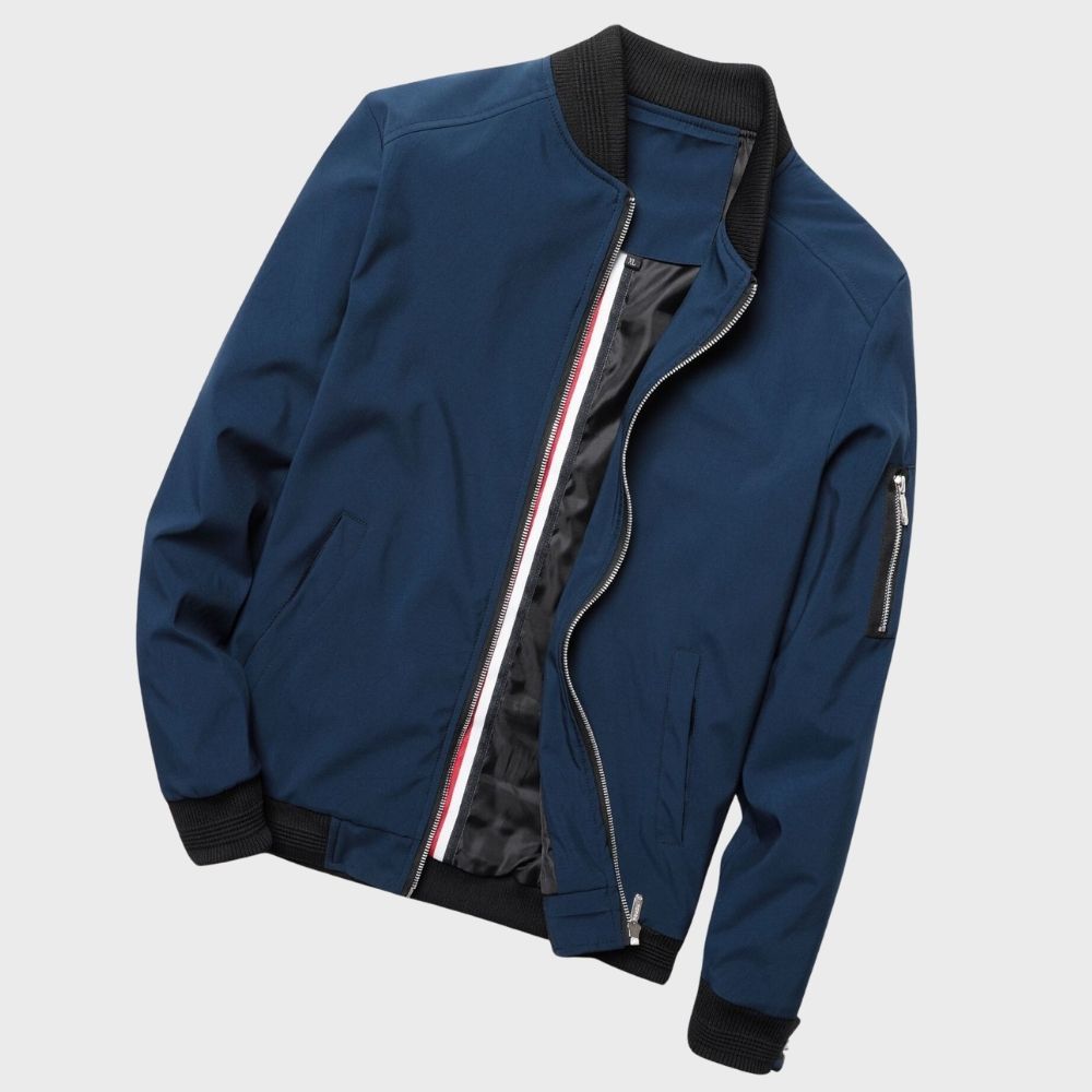 Veste bomber homme – Coupe slim – Tissu léger respirant – Fermeture zippée
