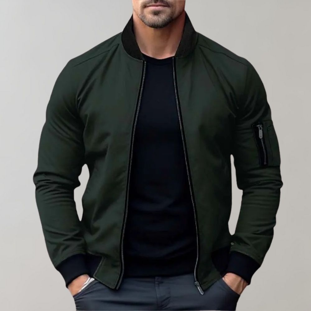 Veste bomber homme – Coupe slim – Tissu léger respirant – Fermeture zippée
