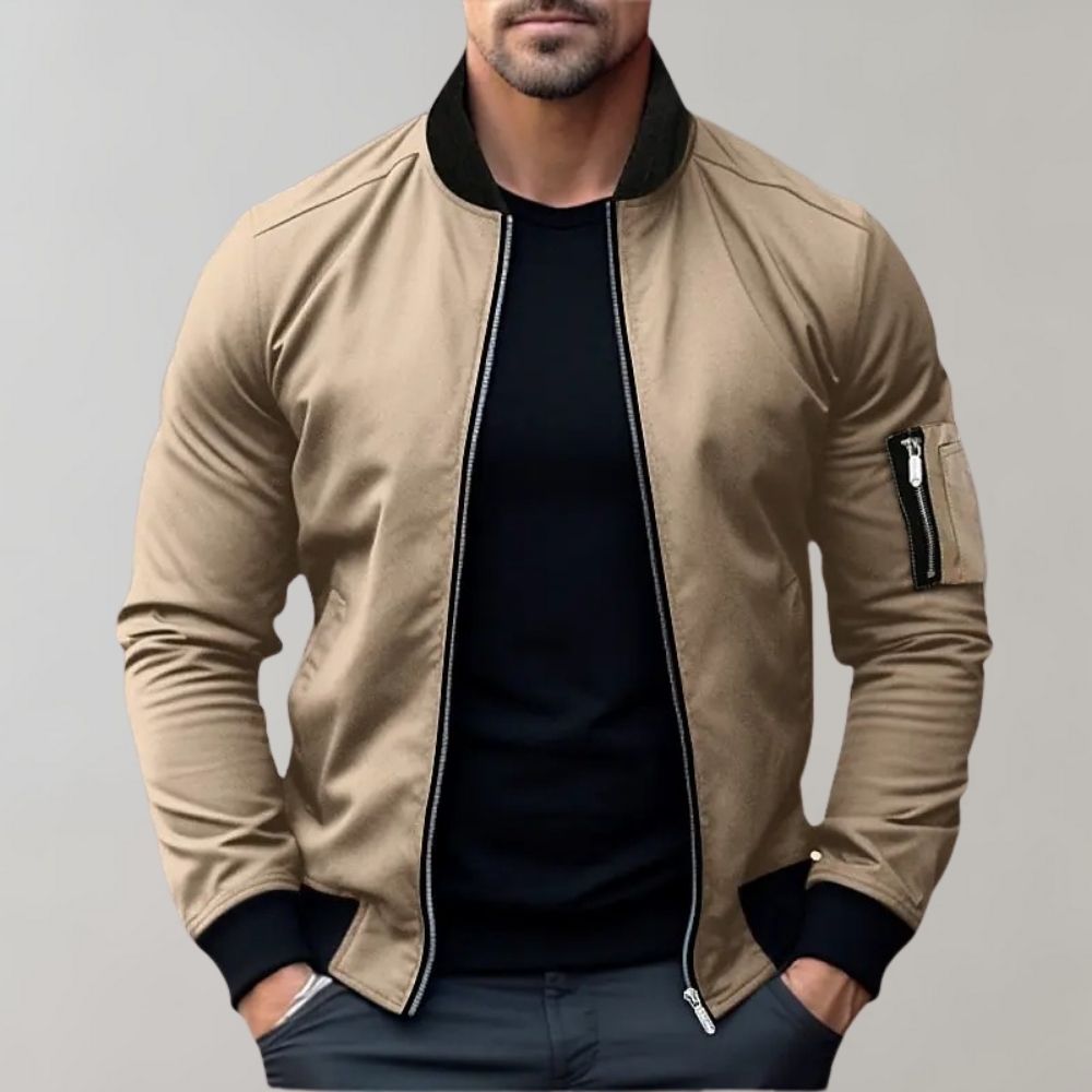 Veste bomber homme – Coupe slim – Tissu léger respirant – Fermeture zippée