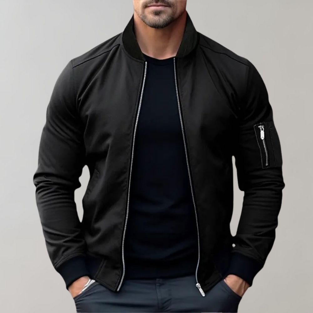 Veste bomber homme – Coupe slim – Tissu léger respirant – Fermeture zippée