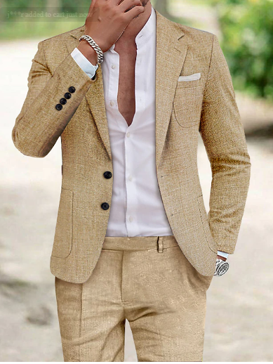 Costume homme – Coupe ajustée – Lin respirant – Veste 2 boutons – Pantalon droit