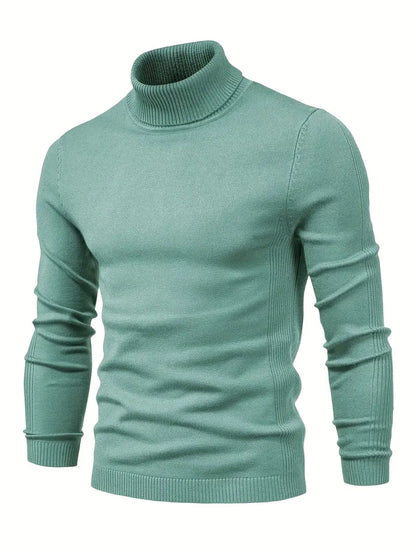 Pull homme – Col roulé – Coupe slim – Maille douce – Manches longues casual chic