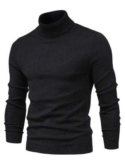 Pull homme – Col roulé – Coupe slim – Maille douce – Manches longues casual chic
