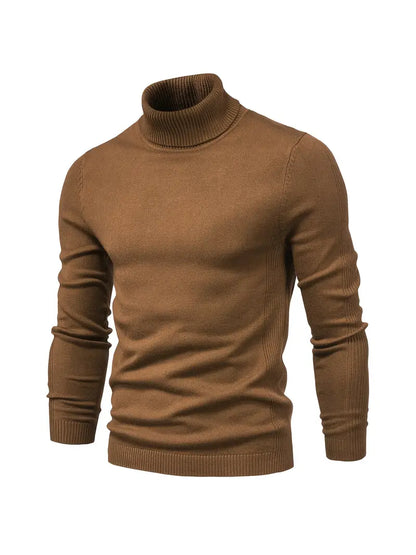 Pull homme – Col roulé – Coupe slim – Maille douce – Manches longues casual chic