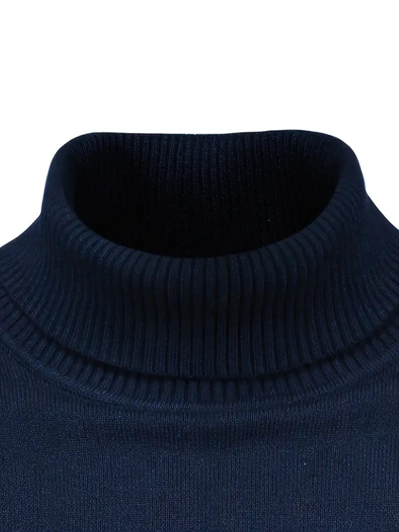 Pull homme – Col roulé – Coupe slim – Maille douce – Manches longues casual chic