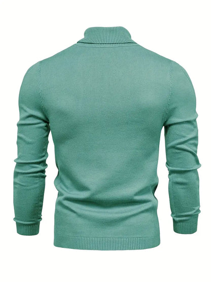 Pull homme – Col roulé – Coupe slim – Maille douce – Manches longues casual chic
