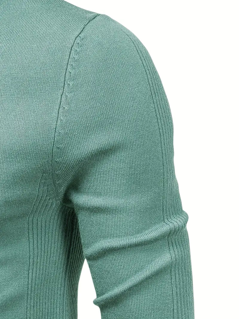 Pull homme – Col roulé – Coupe slim – Maille douce – Manches longues casual chic