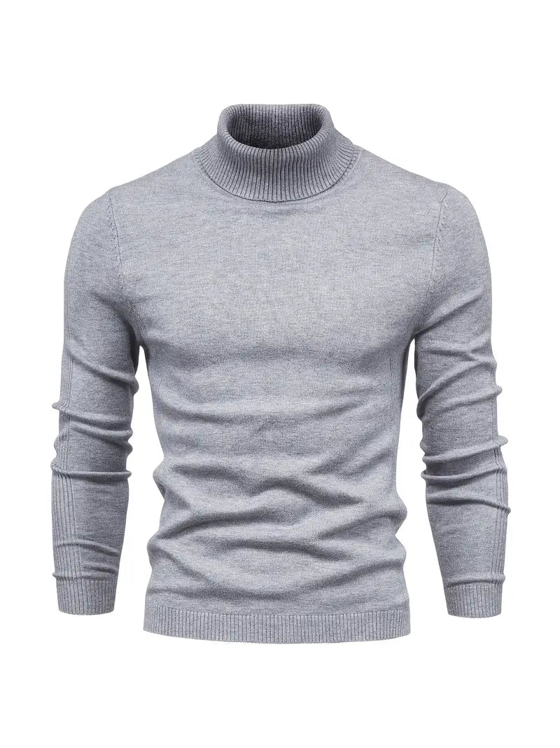 Pull homme – Col roulé – Coupe slim – Maille douce – Manches longues casual chic