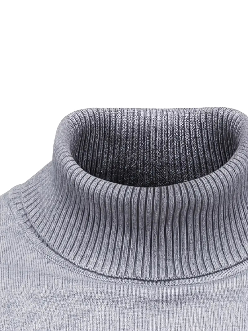 Pull homme – Col roulé – Coupe slim – Maille douce – Manches longues casual chic