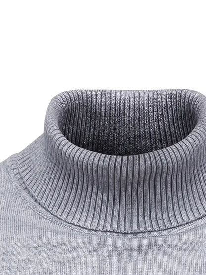 Pull homme – Col roulé – Coupe slim – Maille douce – Manches longues casual chic